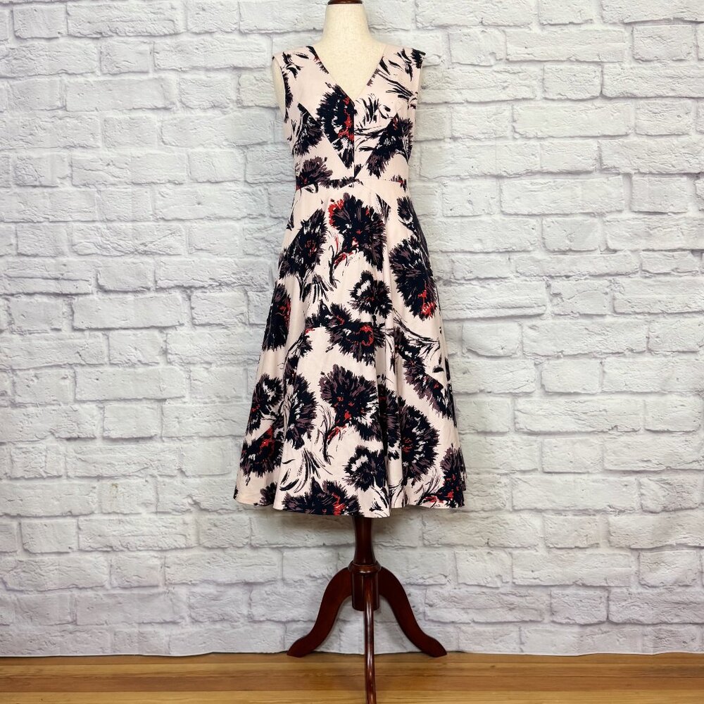 Sara Emanuel Blush Floral Fit & Flare Midi Dress